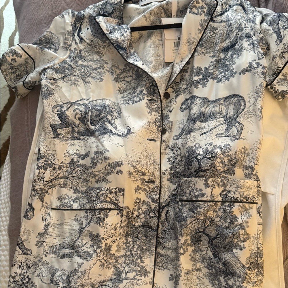 Dior Blue and White Toile de Jouy Silk top